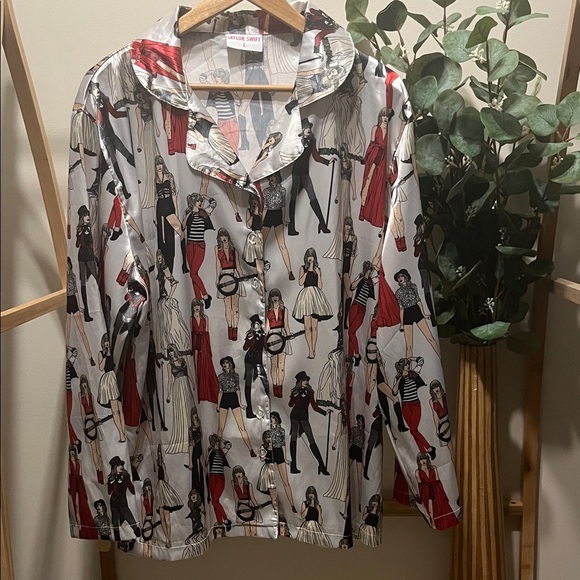 Taylor Swift Tops - Taylor Swift Satin Long Sleeve Button Down Shirt
